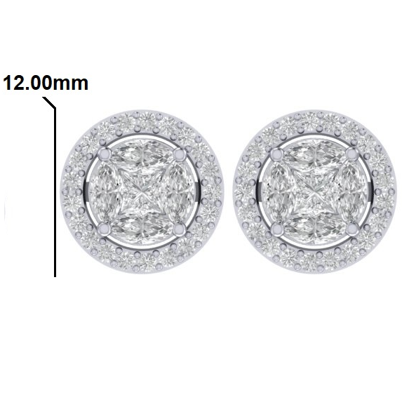 EC2250 Round Diamond Halo Stud Earrings