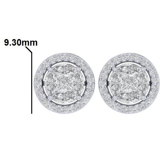 EC2253 Round Diamond Halo Stud Earrings