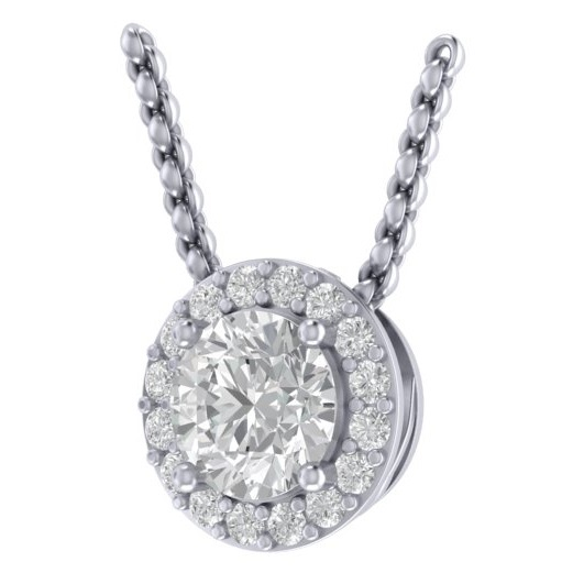 PC0543 Round Diamond Halo Pendant