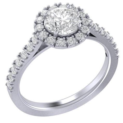 RC1791 Round Diamond Halo Band Ring