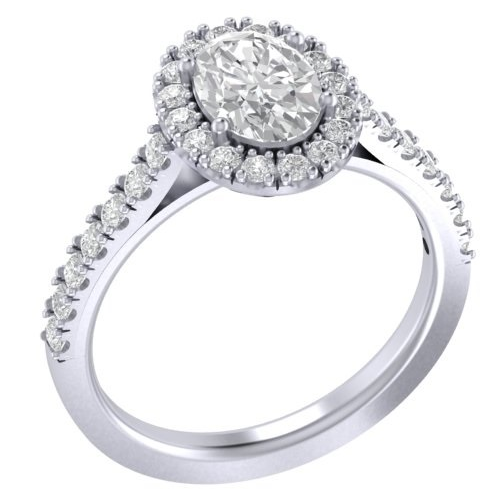 RC1792 Oval Diamond Halo Band Ring