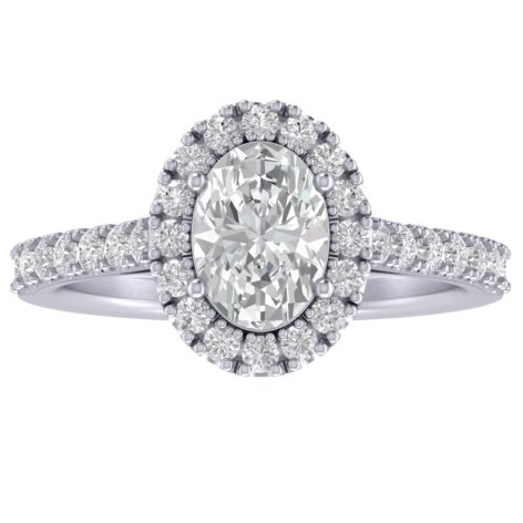 RC1792 Oval Diamond Halo Band Ring